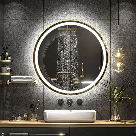 অ্যালুমিনিয়াম অ্যালয় ফ্রেমের সাথে স্মার্ট টাচ এলইডি মিরর